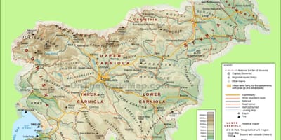 ನಕ್ಷೆ ಸ್ಲೊವೇನಿಯಾ ದೈಹಿಕ